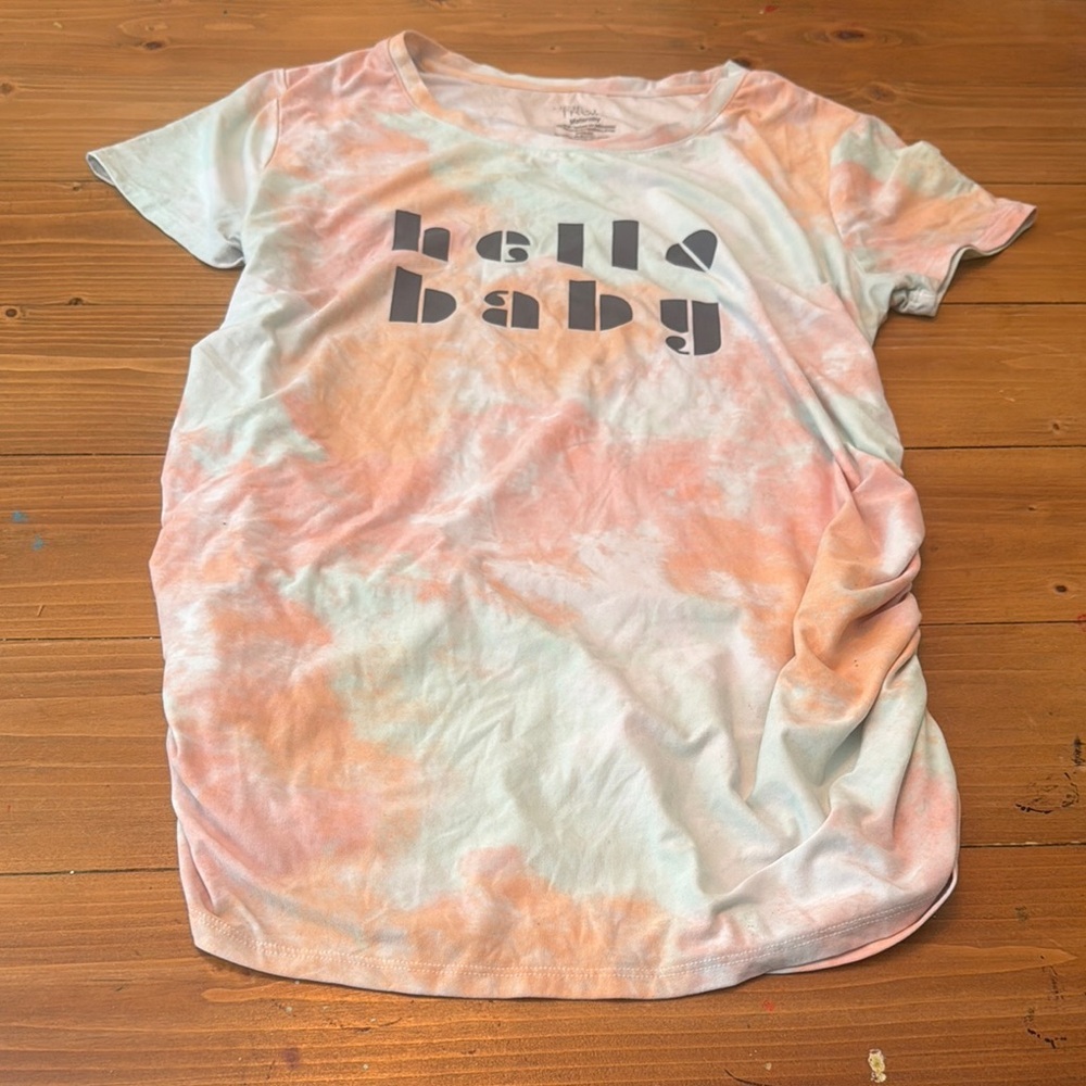 Time and Tru tie dye hello baby maternity tshirt‎ women’s medium